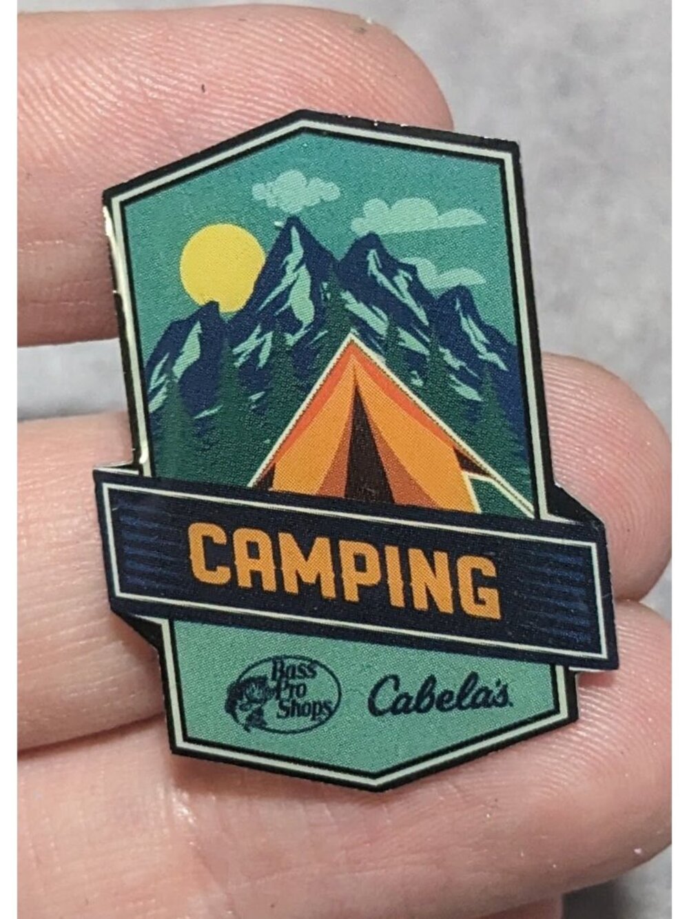 Gorpcore Outdoors Camping Cabela’s Bass Pro Shops Mountain Tent Lapel Pin